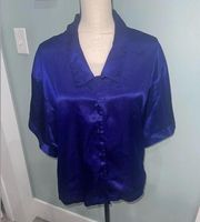 Victoria’s Secret Vintage Gold Label purple satin button front blouse size md