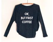 Coffee Graphic Long Sleeve Grey Tee