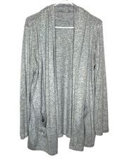 Athleta Gray Heathered Open Lightweight Hooded Cardigan Sweatshirt