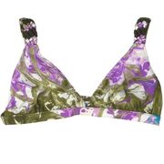 Lucky Brand Womens Bathing Suit Bikini Top Braided Straps Purple Green L NWOT