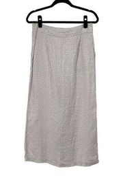 Rachel Zoe Light Gray White Dots Linen Button Front Skirt