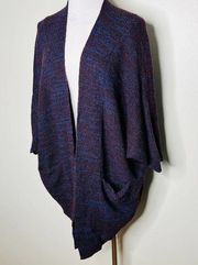 Cardigan MEDIUM Purple Dolman Open Drape Oversized Slouchy Knit Cozy
