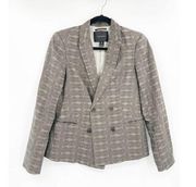 Maison Scotch Linen Cotton Blend Double Breasted Animal Print Blazer Jacket