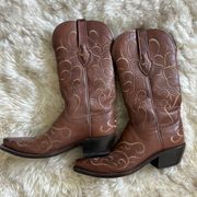 Lucchese 1883 Ranch and Snip Toe Leather Western Boot Brown Women’s Size 7