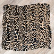 Vintage silk animal leopard print mob wife Adrienne Vittadini sheer scarf