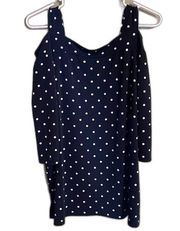 Woman Within Black and White Polka Dot Cold Shoulder Blouse Size Medium