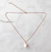 Baroque pearl & paperclip chain necklace