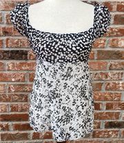 Y2K Vintage Kensie tie-back black and white floral top / 2 / Excellent condition