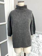 Max Mara 3/4 Sleeve Mock Neck Gray Sweater Cashmere Wool Medium