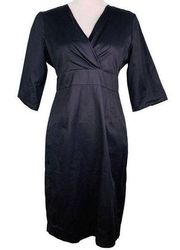 Bitten Sarah Jessica Parker Dress Black 8 V-Neck 3/4 Sleeves Back Zip Midi New