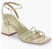 Open Edit Shoes Womens Size 8.5 Square Toe Gold Clarissa Chain Sandals