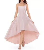 Women's Formal Dress Size 14P Pink Satin High Low Sleeveless Ball Gown