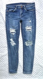 BlankNYC The Reade Ripped Skinny Jeans size 28 Mid Rise Distressed Blue Womens