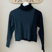 Topshop Ribbed Turtleneck Pullover Sweater Black/Gray Sz XS