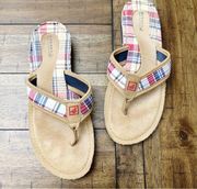 Sperry Plaid Prep Coastal Grandma Coastal Boat Thong Sandals Flip Flops