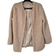 Max Studio Light Pink Sherpa Open Jacket