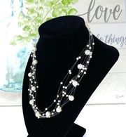 Multi Strand Faux Pearls Necklace