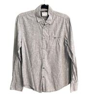 Denim & Flower Grey Women's Button Down Long Sleeve Blouse Size Small