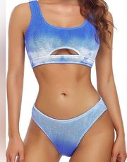 Amazon Womens Bandeau Bikini Set Two Piece Tie Dye Bathing Suit High Waisted Swim