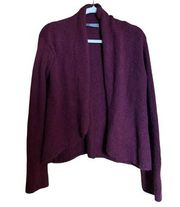 Wooden Ships Anthropologie Cardigan Womens Large Purple Wool Blend Open Sweater