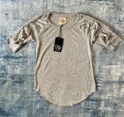 NWT! Chaser Gray Ruffle Half Sleeve Tee Medium