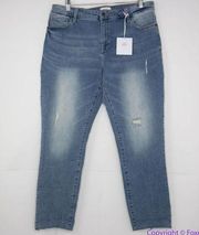 NEW Pistola cropped cuffed distressed jeans in better half wash, 18W