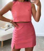 Coral Crop Top and Skirt Set