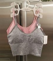 💕LAURA ASHLEY💕 2 Pack Bralettes ~ Pink & Grey Medium M NWT