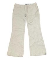 Gap Hip Slung Fit Wide Leg Ankle Pants Women 6 Beige Hi-Rise Linen Flat Front