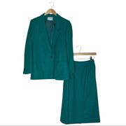 Vintage Pendleton Forest Emerald Green 2 Piece Skirt Set Wool Blazer