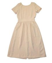 NWT Sezane Odalie in Nude Crepe Button Backless Midi Dress 36 / US 4