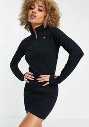 Quarter-Zip Mock Neck Black Dress