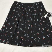 NWT Emporio Armani Black Abstract Petal Print Crepon Skirt Sz 44