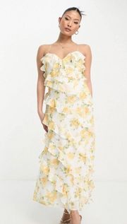 Ever New Petite ruffle maxi dress in yellow floral