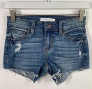 Blue Distressed Custom Cutoff Jean Shorts 0