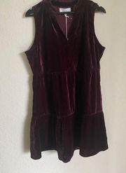 DEAR JOHN ELIZA TIERED SKIRT VELVET DRESS CHERRY MARMALADE SIZE M