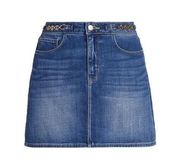 L'Agence Arlene Gold Chain Blue Denim Mini Skirt Size 29 8 Women's New