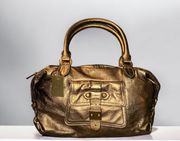 Metallic Gold Satchel Hand Bag