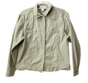 Fresh Produce Tan Khaki Button Down Utility Jacket Cotton M hiking camping women