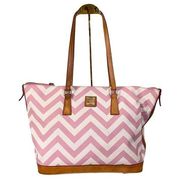 DOONEY AND BOURKE Womens Shoulder Tote Bag Chevron Print Shopper Canvas Pink