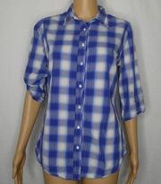 Splendid Cotton Plaid Tab Sleeve Button Up Shirt M