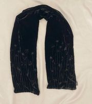 Y2K vintage black velvet floral flower embroidered whimsygoth scarf