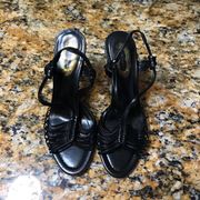 Elie Tahari Strappy Stacked Wooden Heel Sandal sz8