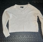 Cream Knit V Neck Sweater Size Small