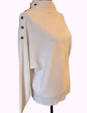 NWT Carmen Marc Valvo Cream Color sweater with Faux button details size L