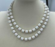 Vintage double layered White glass gold metal beaded choker