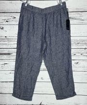 RACHEL Rachel Roy NWT Size XL Blue Chambray 100% Linen Pull-On Capri Pants