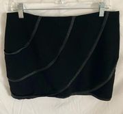 Diane Von Furstenberg: Karina Black skirt- black leather strips on skirt- 10