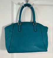 JUSTFAB Simon Essentials Satchel in Color “Spruce”  (Dark Teal / Silver Metal)