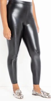 ELOQUIl Faux Leather Leggings In Black Pull On NWT Size 18